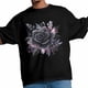 thumbnail image 5 of Camisetas casuales de manga corta con estampado de flores negras en acuarela para hombre. Camisetas gráficas., 5 of 8