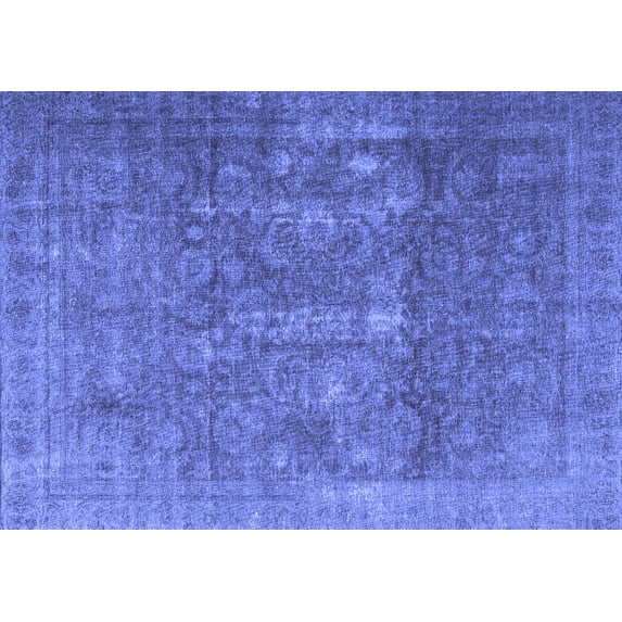 Ahgly Company Machine Washable Indoor Rectangle Persian Blue Traditional Area Rugs, 5' x 7'