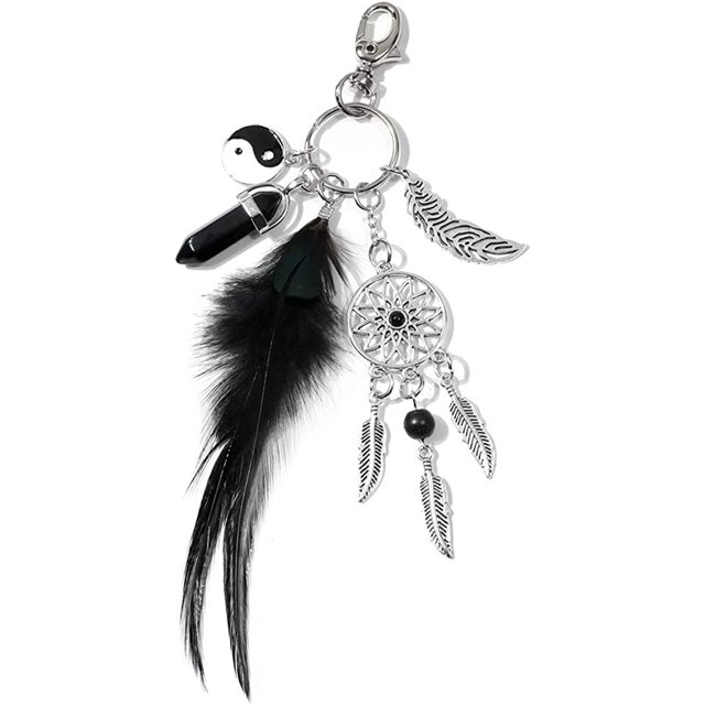 Llaveros DE atrapasueños JAMW para mujer con plumas bohemias y Yin Yang Tai Chi