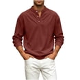thumbnail image 2 of ZyeKqe Long Sleeve Tops for Men Corduroy Button Front Crewneck Pullover Golf Office Work Business Casual Shirts, 2 of 7