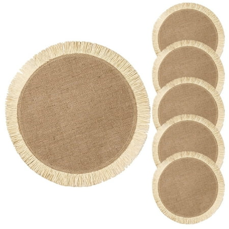 

Milisten 6Pcs Round Braided Placemats High-grade Material Heat Insulation for Dining Table Decor