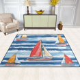 thumbnail image 2 of Yayeee Area Rugs for Living Room 5.2'x4' Non Slip Washable Bedroom Floor Carpet, Red Sailboats, 2 of 5