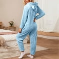 thumbnail image 4 of JGGSPWM Womens Fleece Onesie Pajamas Jumpsuit Warm Sherpa Romper Sleepwear Soft Comfy Zipper Hooded Playsuit Loungewear Blue XXL, 4 of 6