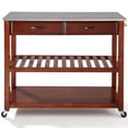 thumbnail image 2 of Crosley 2 Drawer Stainless Steel Top Kitchen Cart in Cherry, 2 of 8