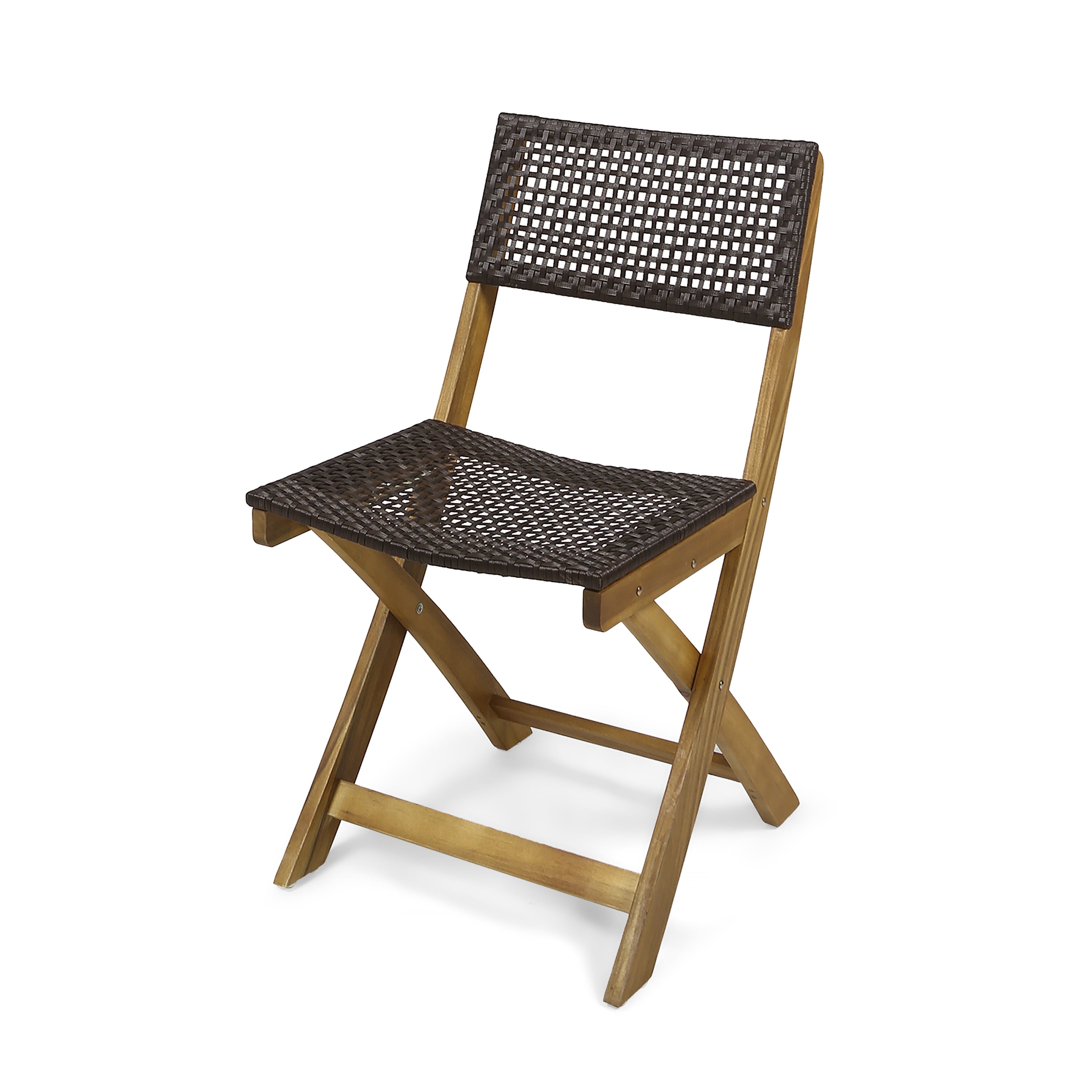 Bistro Chairs Set of 2 – Foldable Outdoor Wicker Chairs with Solid Wood Frame, Space-Saving for Patio, Garden or Balcony