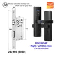 thumbnail image 2 of Door Lock, Smart Door Lock Tuya APP Fingerprint Digit Intelligence Electric 5 Unlock Method Support 8 Language Voice ,Easy to Install, 2 of 4