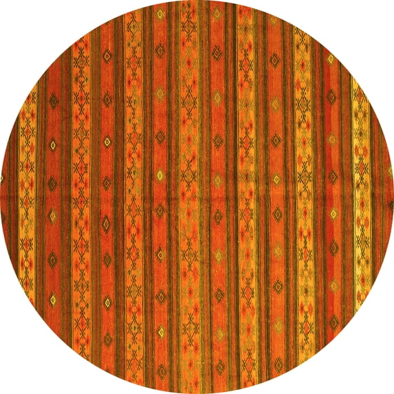 Ahgly Company Indoor Round Oriental Yellow Traditional Area Rugs, 4' Round