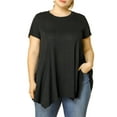 thumbnail image 3 of DARING DIVA Women's Plus Crew Neck Flowy Swing Loose Tunic Tops 4X Black, 3 of 8