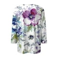 thumbnail image 5 of RPVATI 3/4 Sleeve Shirts for Petite Women V Neck Button Down Up Elbow Sleeve Tops Loose Fit Floral Print Henley Blouses Dressy Boho Tees Casual Tunic Tops Purple L, 5 of 6
