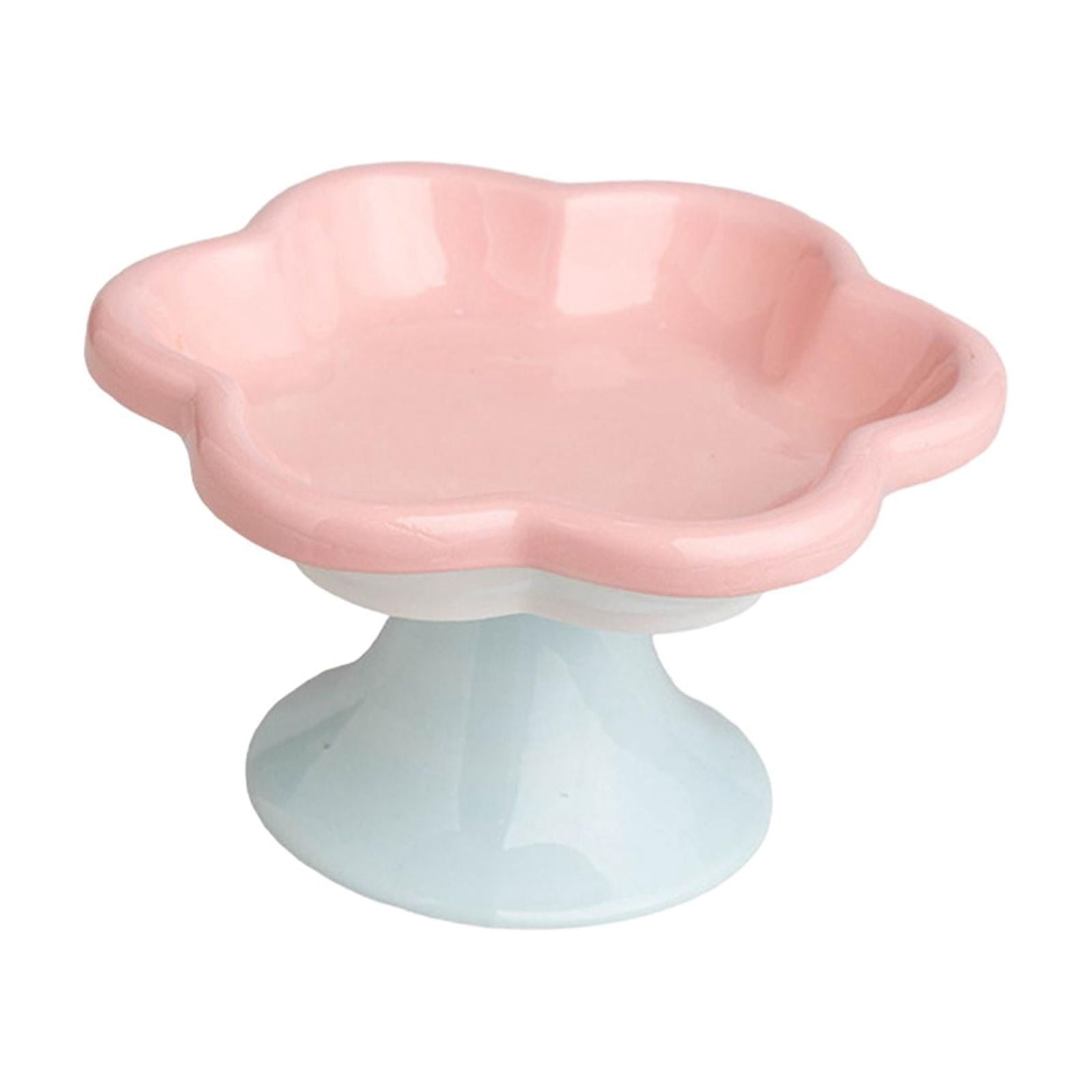 Gazechimp Ceramic Raised Cat Bowls Food Feeding Cat Feeding Bowls for Small Medium Dog Pink