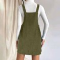 thumbnail image 4 of Fartey Women's Corduroy Overall Bib Dress with Pockets Summer Solid Color Sleeveless Jumpsuit Casual Loose Pinafore Suspender Mini Dresses Green S-XL, 4 of 7