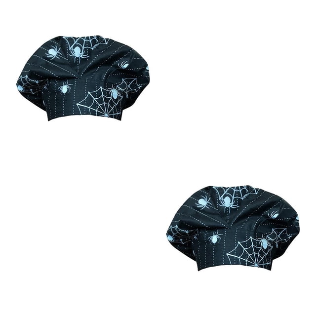 maskred Operating Hats Nurses Durability Gourd-shaped Pure Color Dull Polish Pro Bright Colors Work Uniform Working Caps HallowmasBlack-whit 2Set