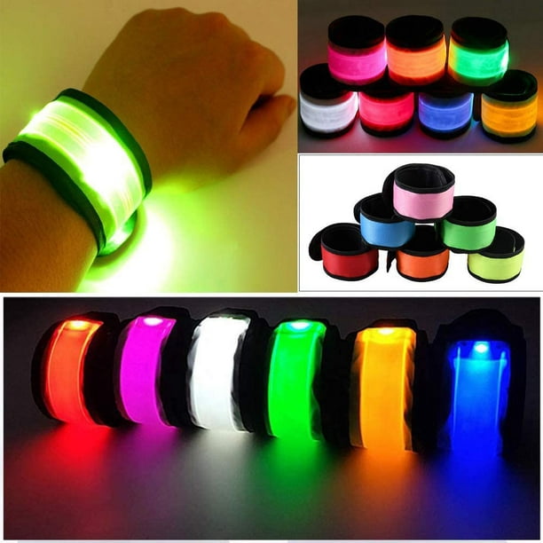Persoonlijk zand Booth JTNero 7 Pack LED Light Up Band Glowing Slap Bracelet Night Safety Armband  Glow in The
