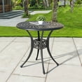 thumbnail image 4 of Nuu Garden 30 Inch Patio Dining Table, Cast Aluminum Round Outdoor Table with Umbrella Hole for Patio, Backyard, Deck, Black, 4 of 10