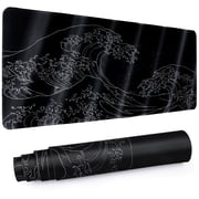 Tecfino Gaming Mouse Pad with Stitched Edges,31.5" x 11.8" Extended Desk Mat Pad 3mm Thick Anti-Slip Rubber Base Keyboard Pad for Gamer Office & Home,Black