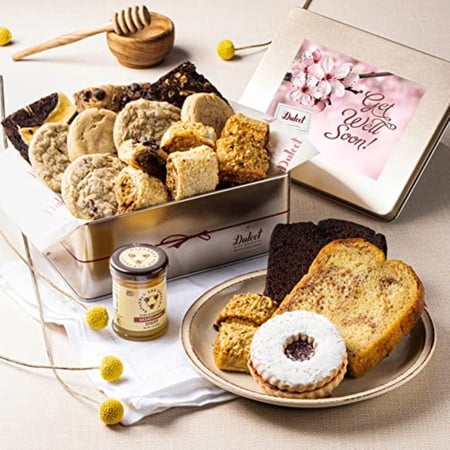 Dulcet Gift Baskets Classic Honey Confection Get Well Soon Tin of Gourmet Pastries Great Gift