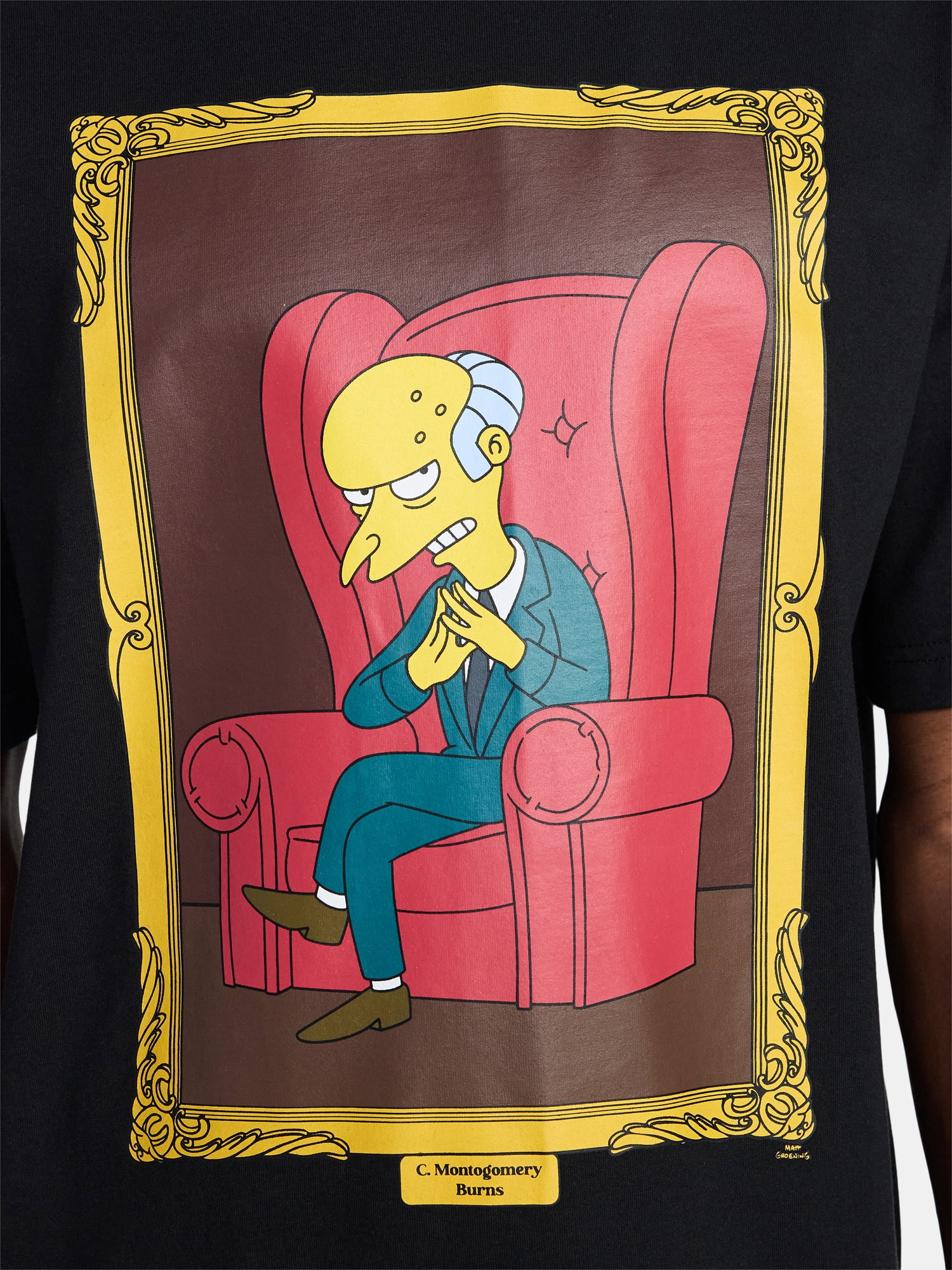 The Simpsons Mr. Burns Men’s Oversized Front and Back Graphic T-Shirt with Short Sleeves, Sizes S-3XL