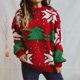 thumbnail image 1 of Suéter navideño de punto grueso de manga larga con cuello redondo y jacquard con diseño de árbol de Navidad para otoño e invierno para mujer, 1 of 5