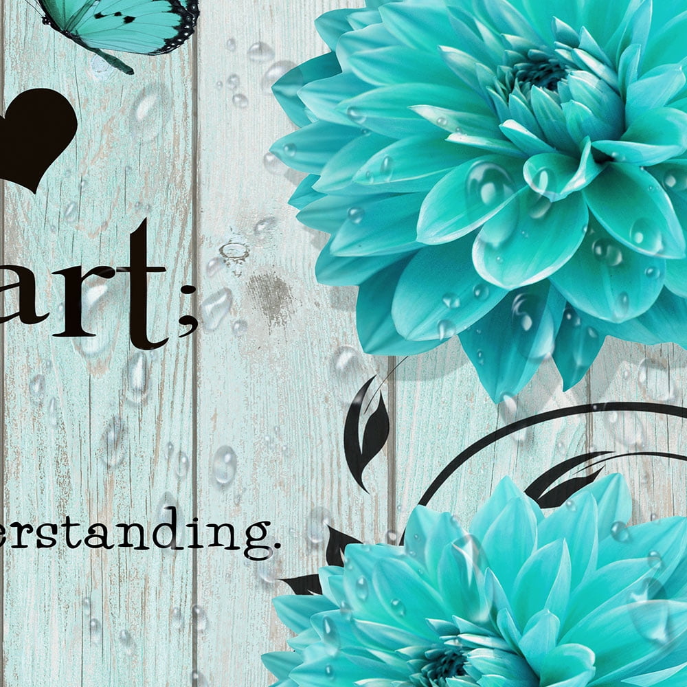 Farmhouse Bathroom Curtain Flower Butterfly Shower Curtains Rustic Teal Turquoise Floral Shower Curtain,Inspirational Quote Shower Curtain,Washable Fabric Shower Curtain Set with Hooks 72X84in