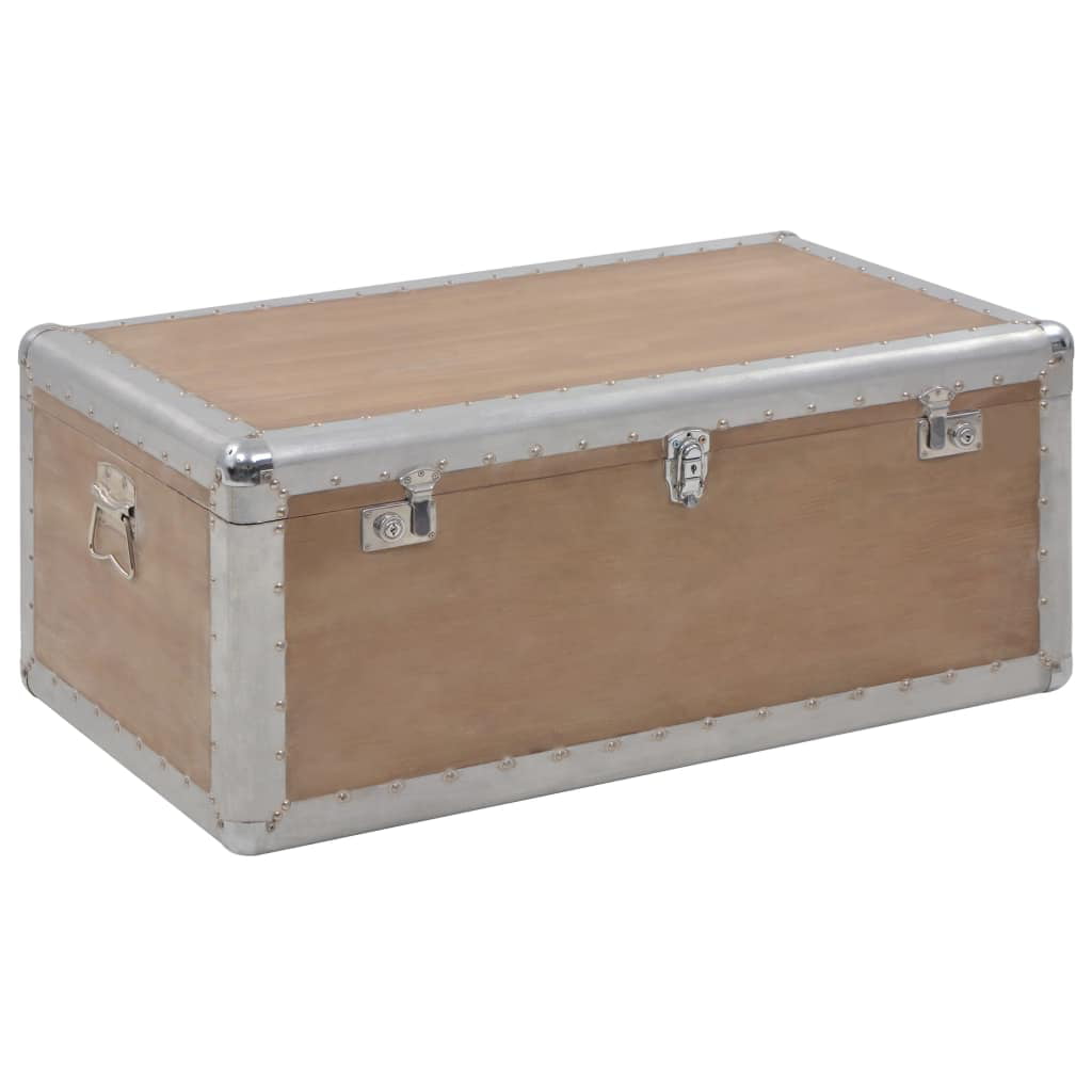 Storage Box Solid Fir Wood 35.8x20.5x15.7 Brown