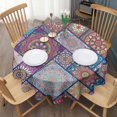 thumbnail image 3 of Multicolor Ethnic Mandala Pattern Round Tablecloth 60"x60",Wrinkle Wipeable Table Cloth for Kitchen Dining Room Picnic Patio Party, 3 of 6