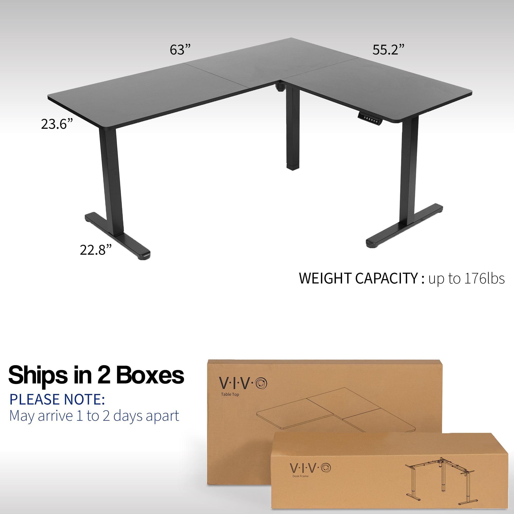 Two Tier 63 x 55 Corner Electric Desk with Storage – VIVO - desk  solutions, screen mounting, and more