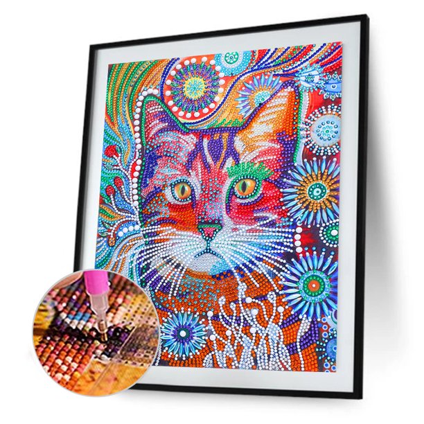 Cuadros Decorativos 5D diamante pintura gato Animal forma especial completa mosaico DIY diamantes de imitación artes DQrwqpou Nuevos Originales