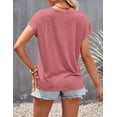 thumbnail image 3 of Women's Casual Cap Sleeve Lace Trim V Neck Tops 2023 Summer Loose Tee Shirts Blouse, 3 of 16