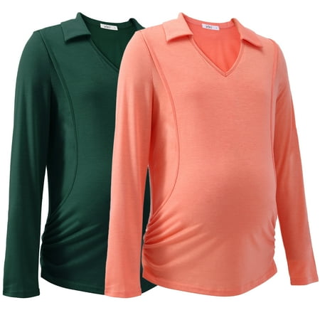 

Women s Nursing Tops Maternity Shirts for Breastfeeding Long Sleeve V Neck Ruched Pregnancy T-Shirts Side Open Breastfeeding Shirt Nursing Clothes S-2XL