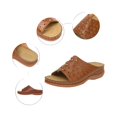 thumbnail image 6 of UDAUDU Women's Sandals Slides Wedge Open Toe Thick Sole Lightweight Slip Resistant Cozy Roman Style Beach Sandal Summer Walking Shoes Light Brown 6.5 Wide, 6 of 7
