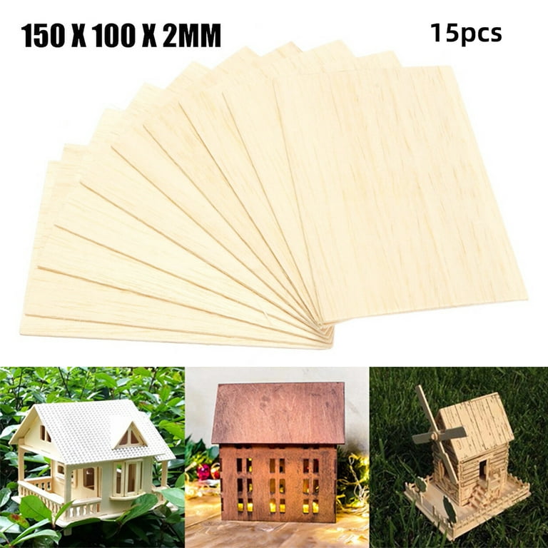 Thin Balsa Wood Sheets 1mm Thickness, 10Pcs Wooden Plate Model Craft for  DIY House Ship Aircraft Boat 1 X 100 X 500mm