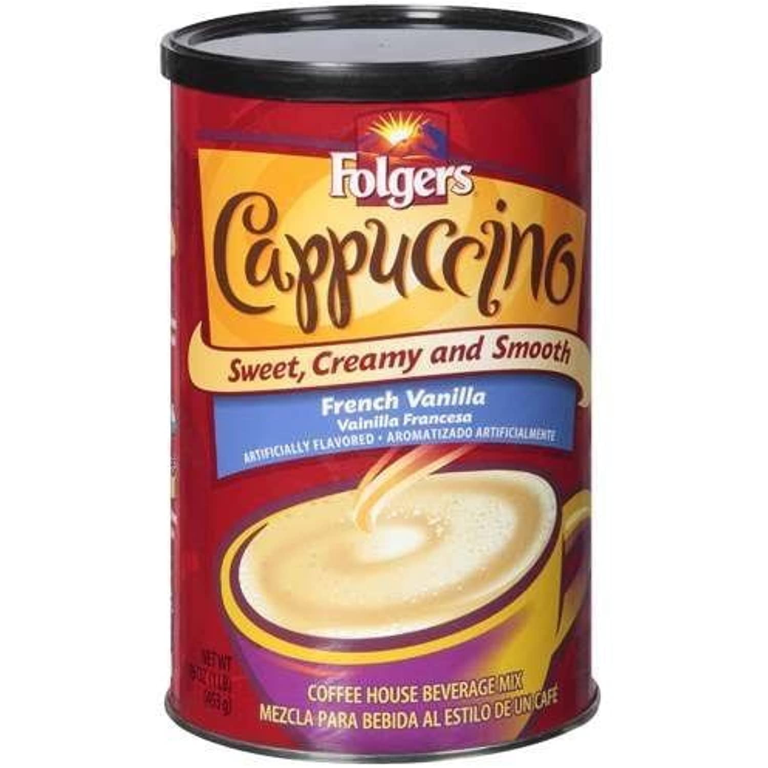 Folgers Cappuccino French Vanilla 16 Oz(Pack Of 4)