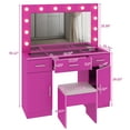 thumbnail image 2 of Zimtown Makeup Vanity Desk with Large Mirror & Charging Station, Vanity Table with 3 Drawers & Visible Glass Top, Bedroom Dressing Table, Pink, 2 of 10