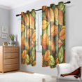 thumbnail image 2 of Yayeee Window Curtains Light Filtering 63"x42" Grommet Panel Pair Home Living Room Decor, Green Retro Leaves, 2 of 7