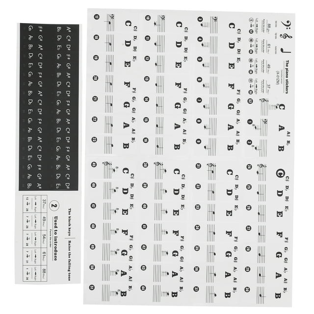 Piano Key Sticker, Transparent PVC Sheet Music Stickers Fashionable For Decoration For Music Teaching Colorful,Black