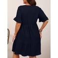 thumbnail image 2 of Cuteduck Womens Plus Size Dresses Short Sleeve Ruffle Hem Tiered Textures Babydoll Dress 0X-4X, 2 of 9