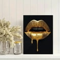 thumbnail image 2 of Golden Dripping Lips Decorative Painting/Canvas Art， Suitable for Living Room， Bedroom， Dining Room， Office， Hotel， Gallery， Studio， Cafe， Bar and Apartment Decoration., 2 of 8