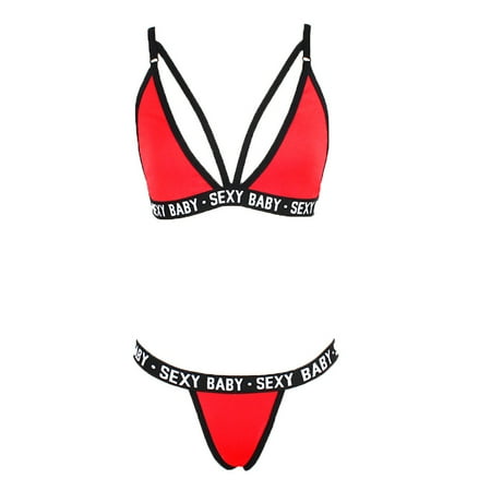 

Roliyen Lingerie For Women Letter Solid Patchwork Lingerie Underwear G-String Set Nightgowns For Women