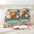 thumbnail image 3 of Farm Animals Pillow Covers 2 Pack Funny Pig Cow Donkey Retro Truck Farmhouse Spring Floral Pillowcase Waterproof Outdoor Throw Pillow Cover for Patio Garden Square Cushion 16”x16”, 3 of 9