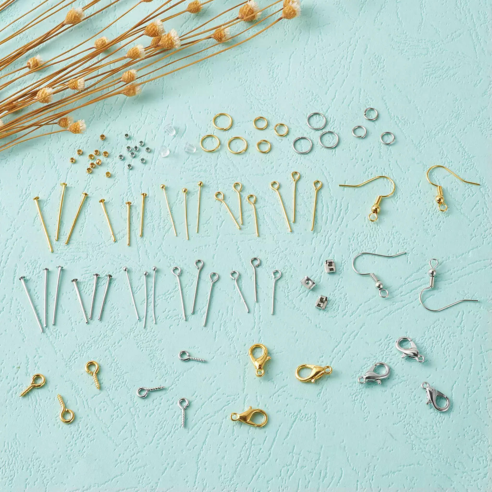 U8MO 1 Set DIY Jewelry Sets With 60pcs Earring Hooks 200x Ear Nuts 1000xJump Rings