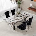 thumbnail image 3 of Roundhill Furniture Cavira 5-Piece Modern Dining Set, Faux Marble Dining Table with Four Chairs, Black, 3 of 16