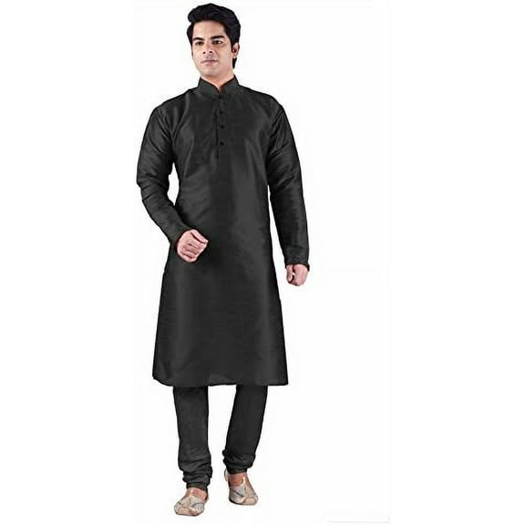 Royal Men's Self Kurta Silk Blend Kurta Churidar Set