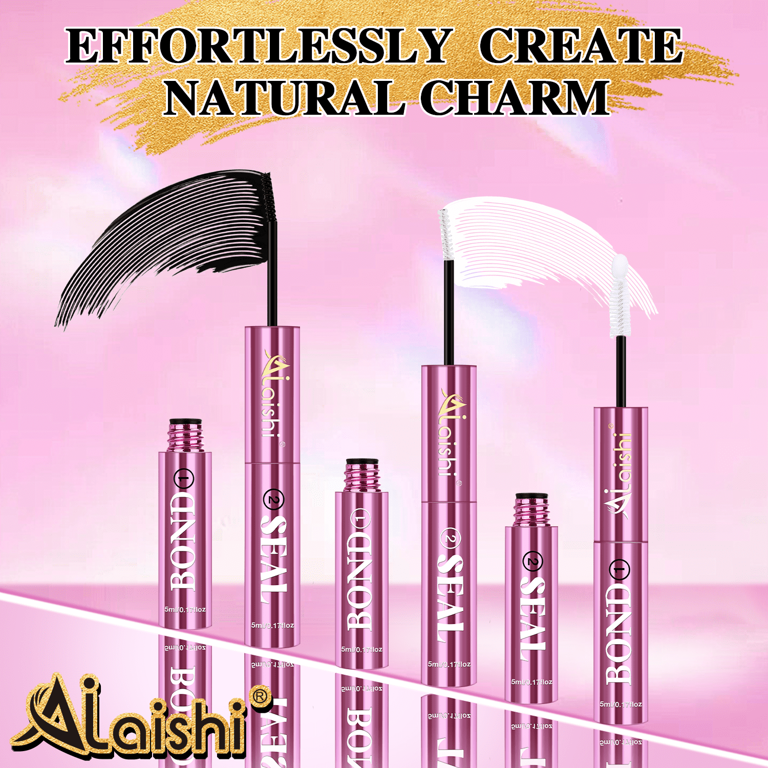 Lash Clusters Glue, Eyelash Bond and Seal, Long-Lasting 150H Waterproof, Non-Irritating Lash Extension Glue for DIY Individual Lashes at Home (Black-5ml+5ml)