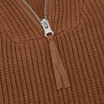thumbnail image 3 of HAiming Womens Sweaters Fall Trendy Half Zip Sweater Casual Long Sleeve Lapel V Neck Ribbed Knit Pullover Jumper Tops, 3 of 5
