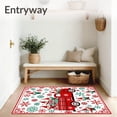 thumbnail image 3 of ODIKA 2'x3' Machine Washable Non-Slip Area Rug, Holiday Truck Adventure With Festive Gnome Companions And Snowflake Details High Traffic Rug, Red, 628098, 3 of 7