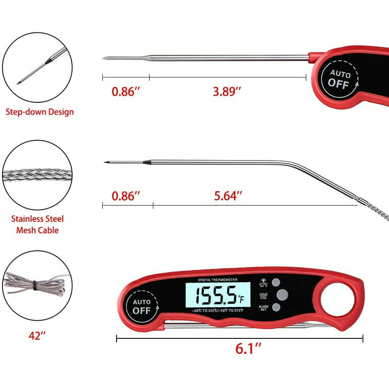 HomLeaFac® Dual Probe Instant Digital Meat Thermometer with  Alarm/Calibration