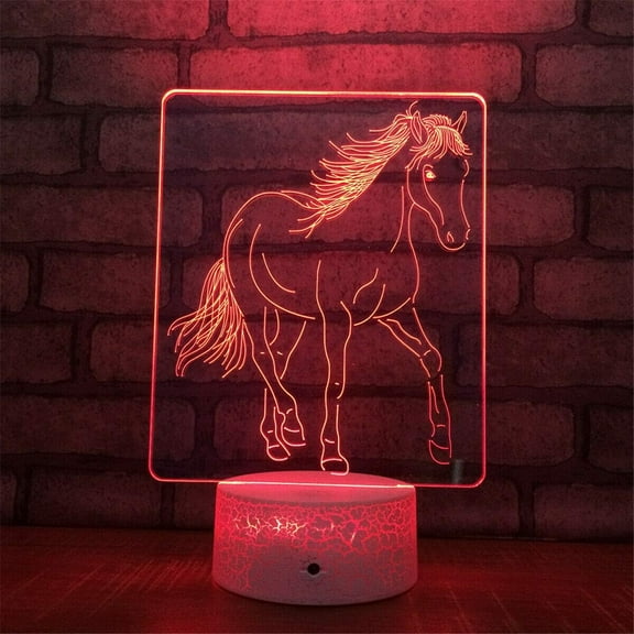3D Horse Night Light Decor Table Desk Optical Illusion Lamps 7 Color Changing Lights LED Table Lamp Xmas Home Love Birthday Children Kids Decor Toy Gift