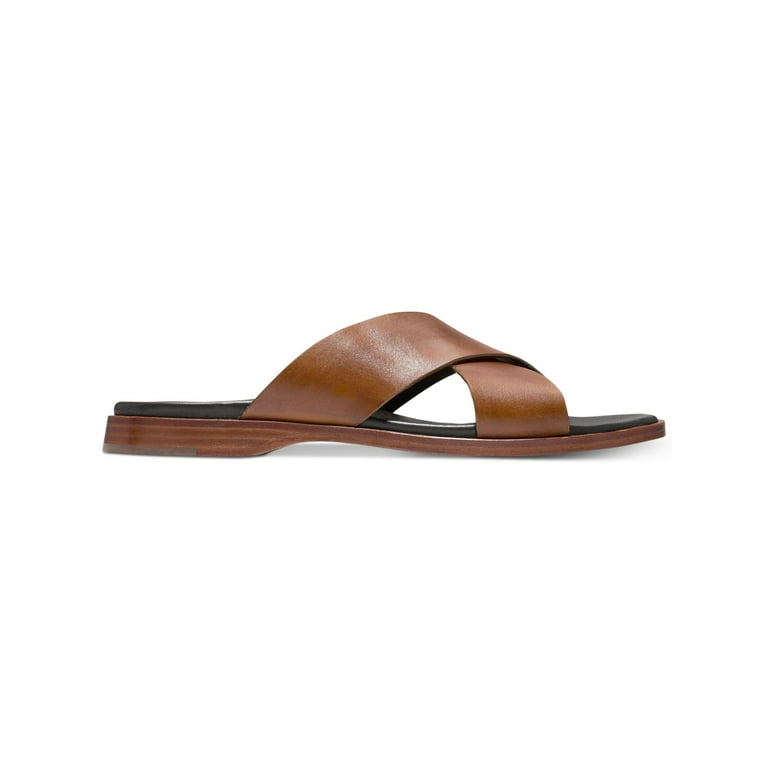 COLE HAAN Mens Brown Crisscross Bands Padded Goldwyn 2.0 Open Toe Slip On Leather Slide Sandals Shoes 12 M Walmart