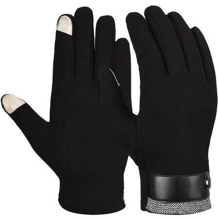 Men Winter Gloves-Allcaca Men Winter Gloves Thick Winter Warm Mittens Touch Screen Phone Fleece Windproof