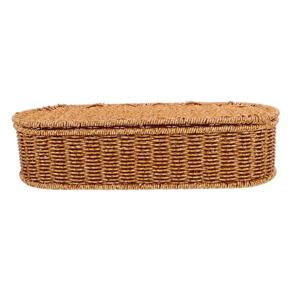 ELAYARD Brown Faux Rattan Storage Basket for Home Organization, Desktop Use, and Stylish Woven Storage Solution